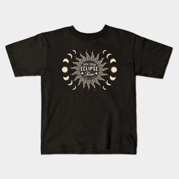 Total Solar Eclipse USA April 2024 Texas Kids T-Shirt by TGKelly